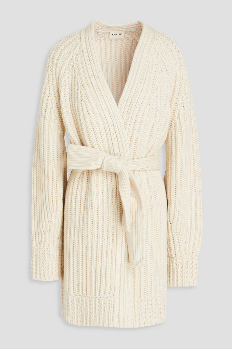 Khaite - Pearl ribbed cashmere cardigan - White - L
