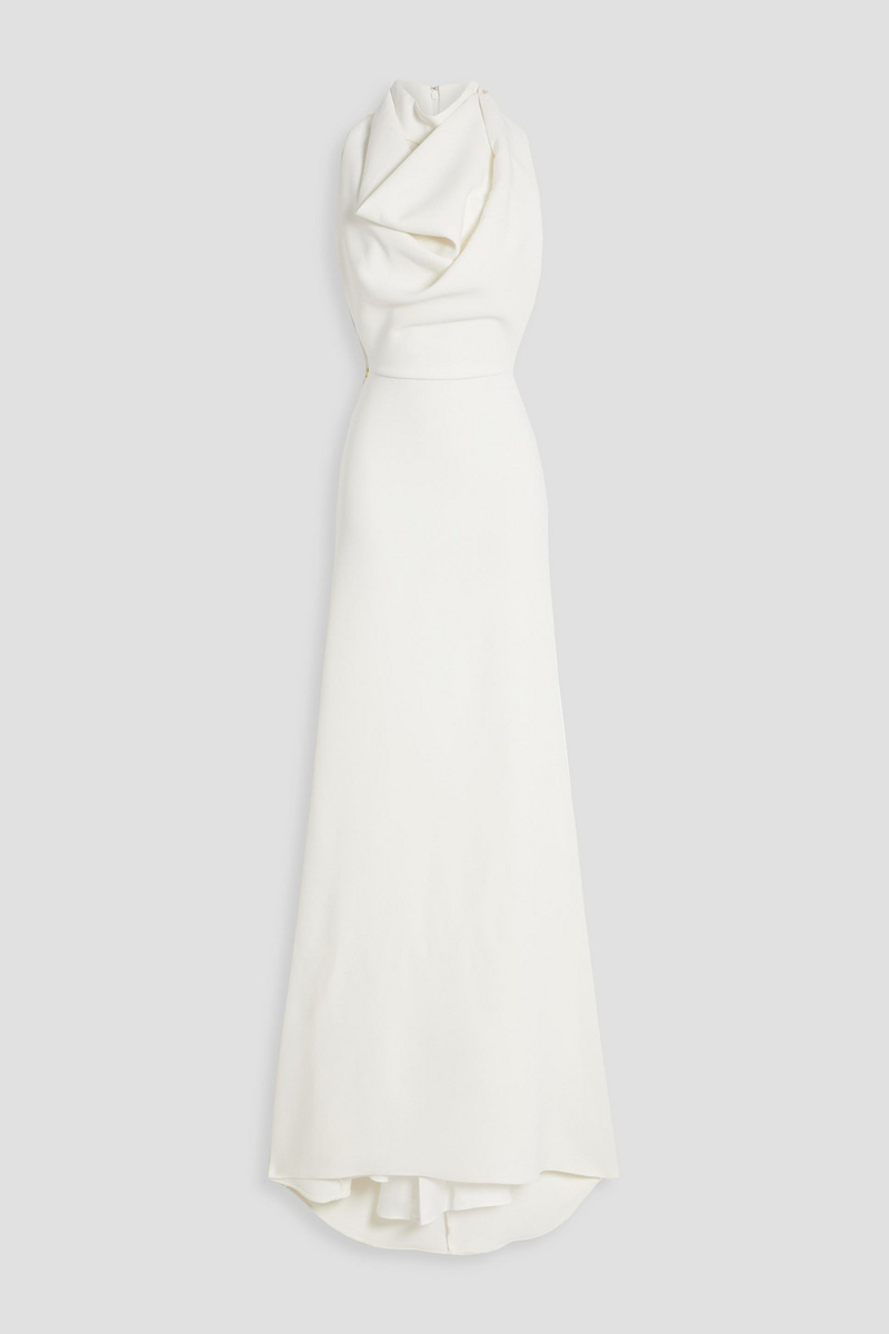 badgley mischka - draped crepe gown - white - us 10
