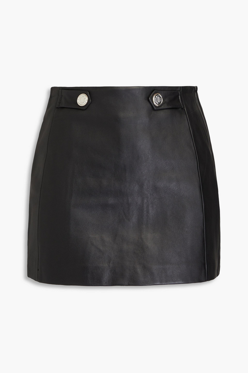 Maje - Leather mini skirt - Black - FR 42