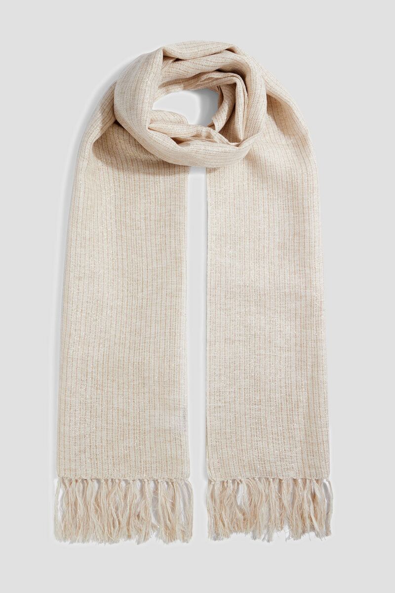Brunello Cucinelli - Fringed metallic linen-blend scarf - White - OneSize