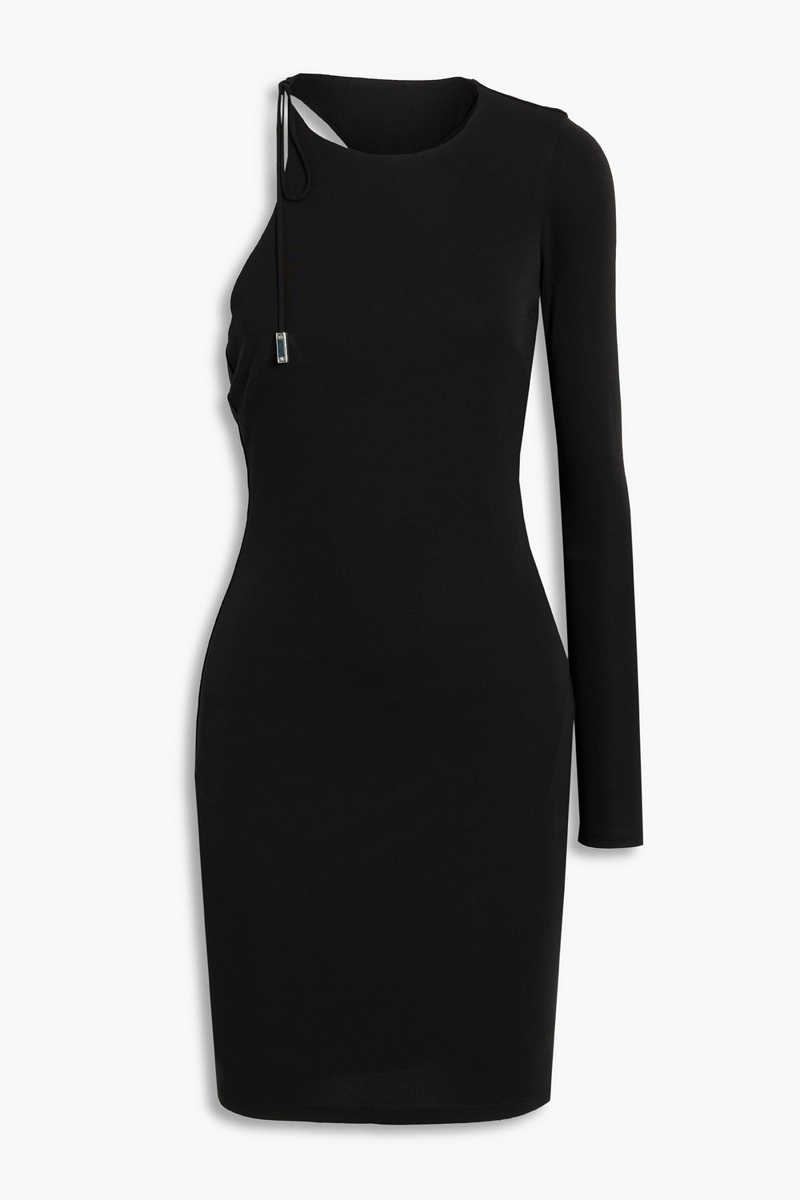 Halston - Kayleigh one-sleeve cutout jersey mini dress - Black - US 0