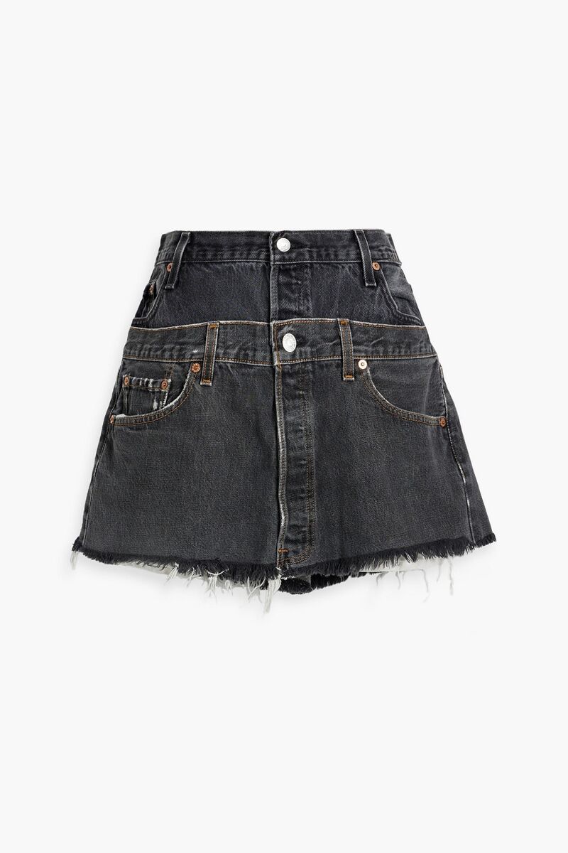 EB Denim - Distressed denim mini skirt - Black - L