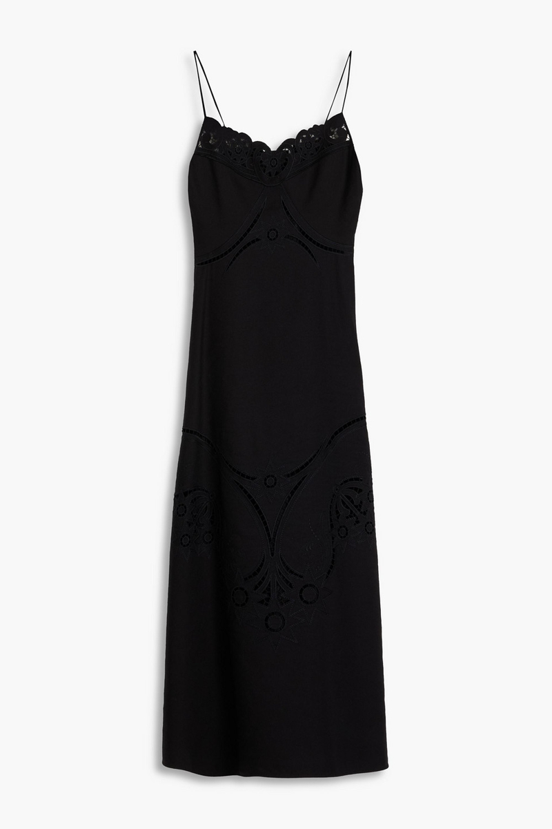 Chloé - Broderie anglaise midi dress - Black - FR 40
