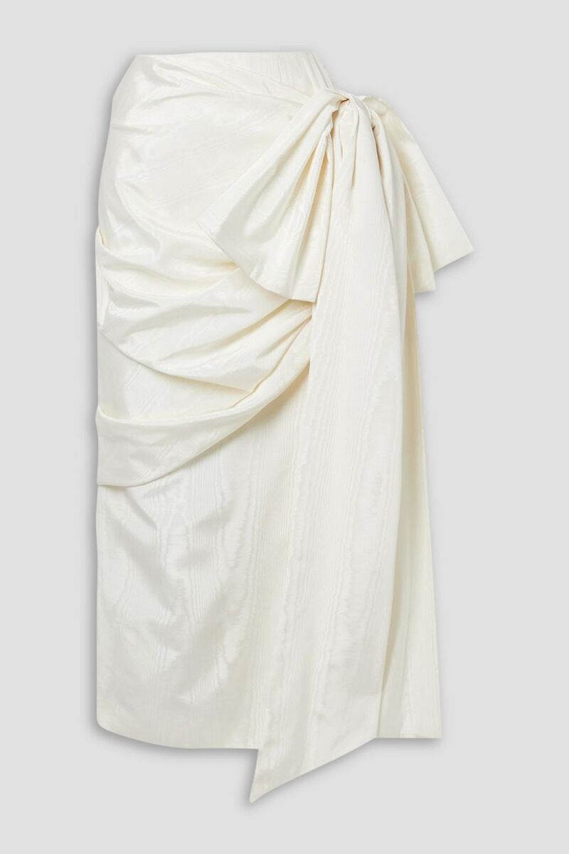 Christopher John Rogers - Bow-detailed draped moire midi skirt - White - US 0