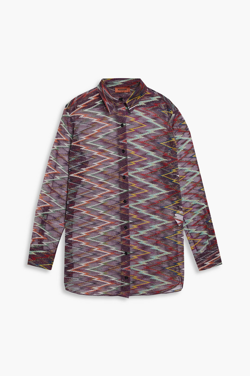 Missoni - Metallic crochet-knit shirt - Purple - IT 42
