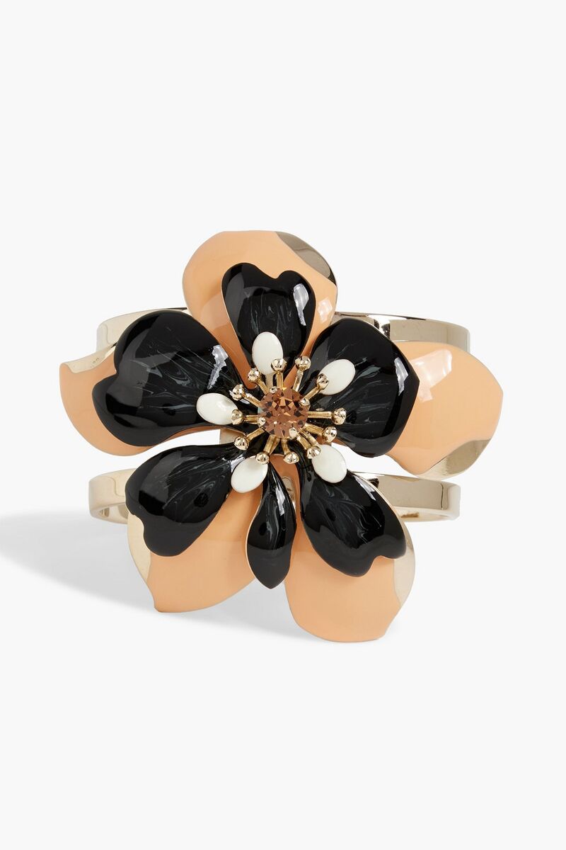 Etro - Gold-tone, crystal and enamel cuff - Orange - OneSize
