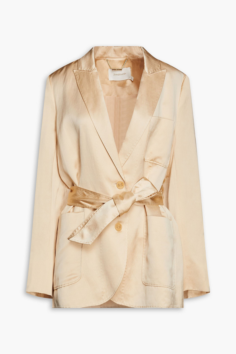 Zimmermann - Belted shantung blazer - Neutral - 1