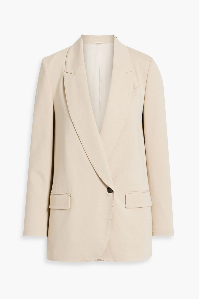 brunello cucinelli - bead-embellished cotton-blend blazer - neutral - it 38