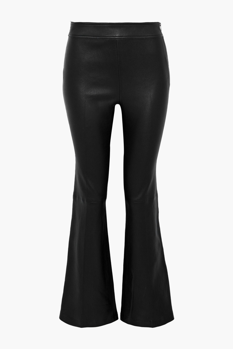 helmut lang - leather flared pants - black - us 0