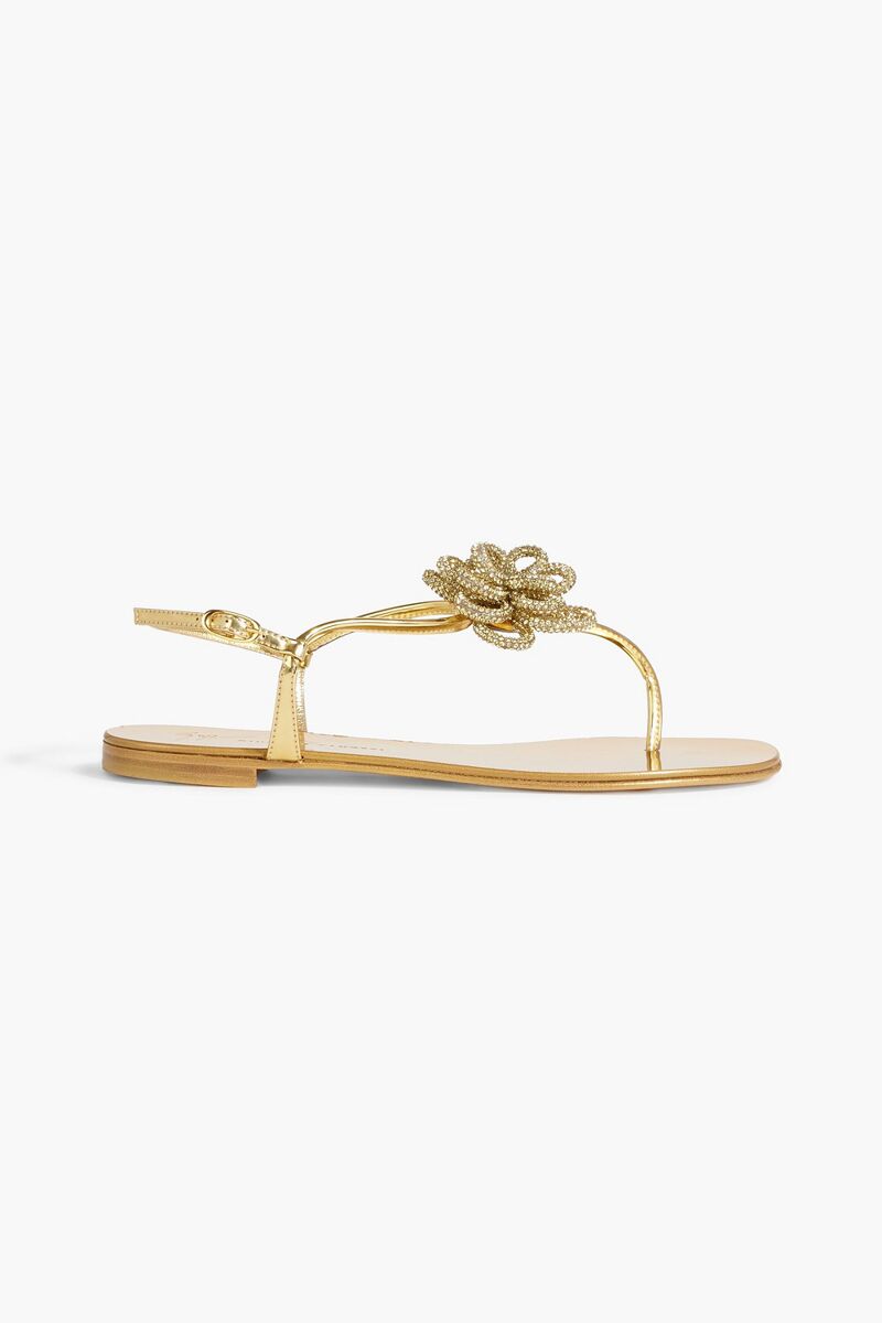Giuseppe Zanotti - Tilly crystal-embellished mirrored sandals - Metallic - EU 37