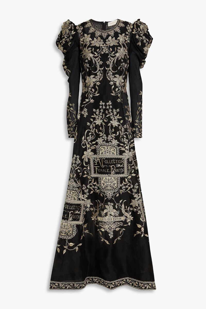 Zimmermann - Metallic embroidered silk maxi dress - Black - 0