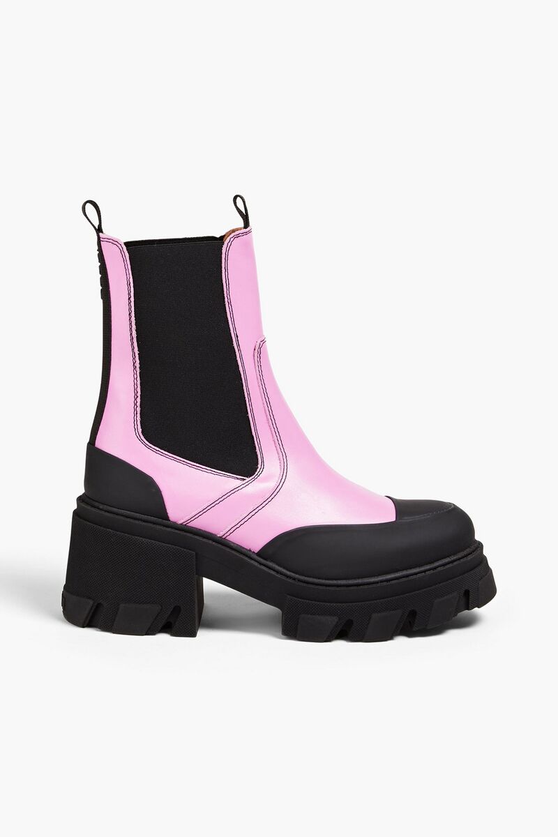 GANNI - Two-tone leather Chelsea boots - Pink - EU 35