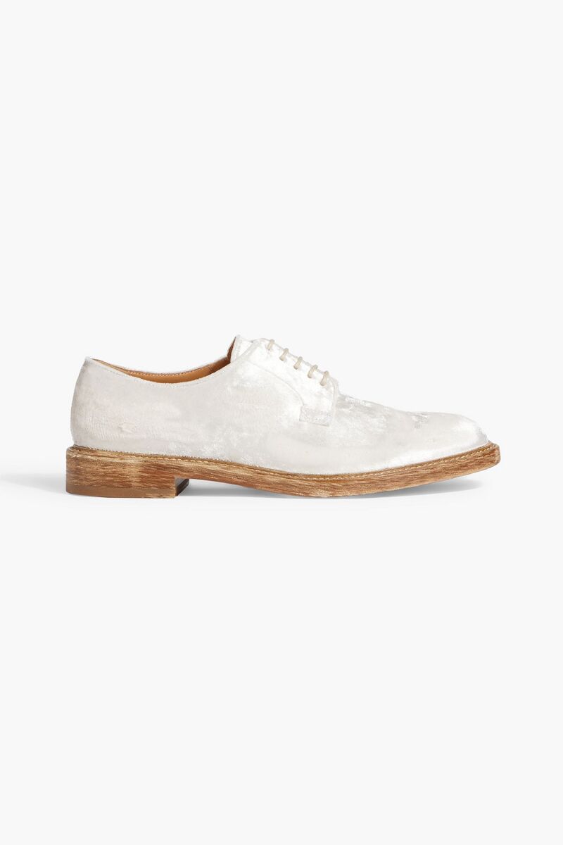 Maison Margiela - Crushed-velvet derby shoes - Metallic - EU 40