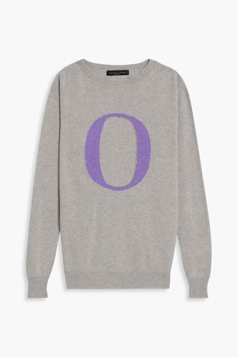 fabiana filippi - bead-embellished intarsia-knit cashmere sweater - purple - m