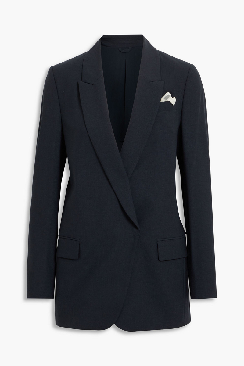 brunello cucinelli - double-breasted wool- blend woven blazer - blue - it 42