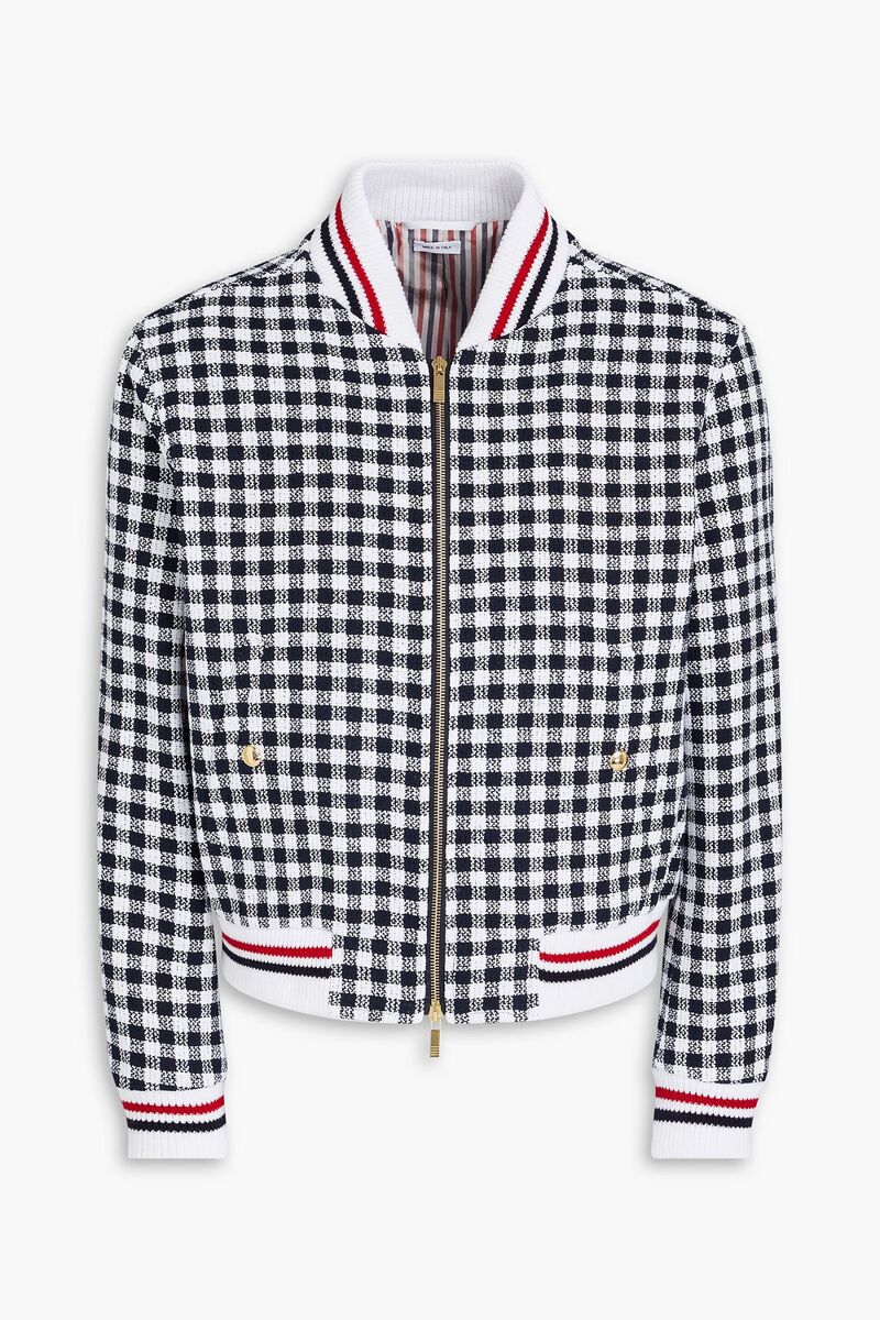 Thom Browne - Gingham cotton-bouclé bomber jacket - Blue - 0