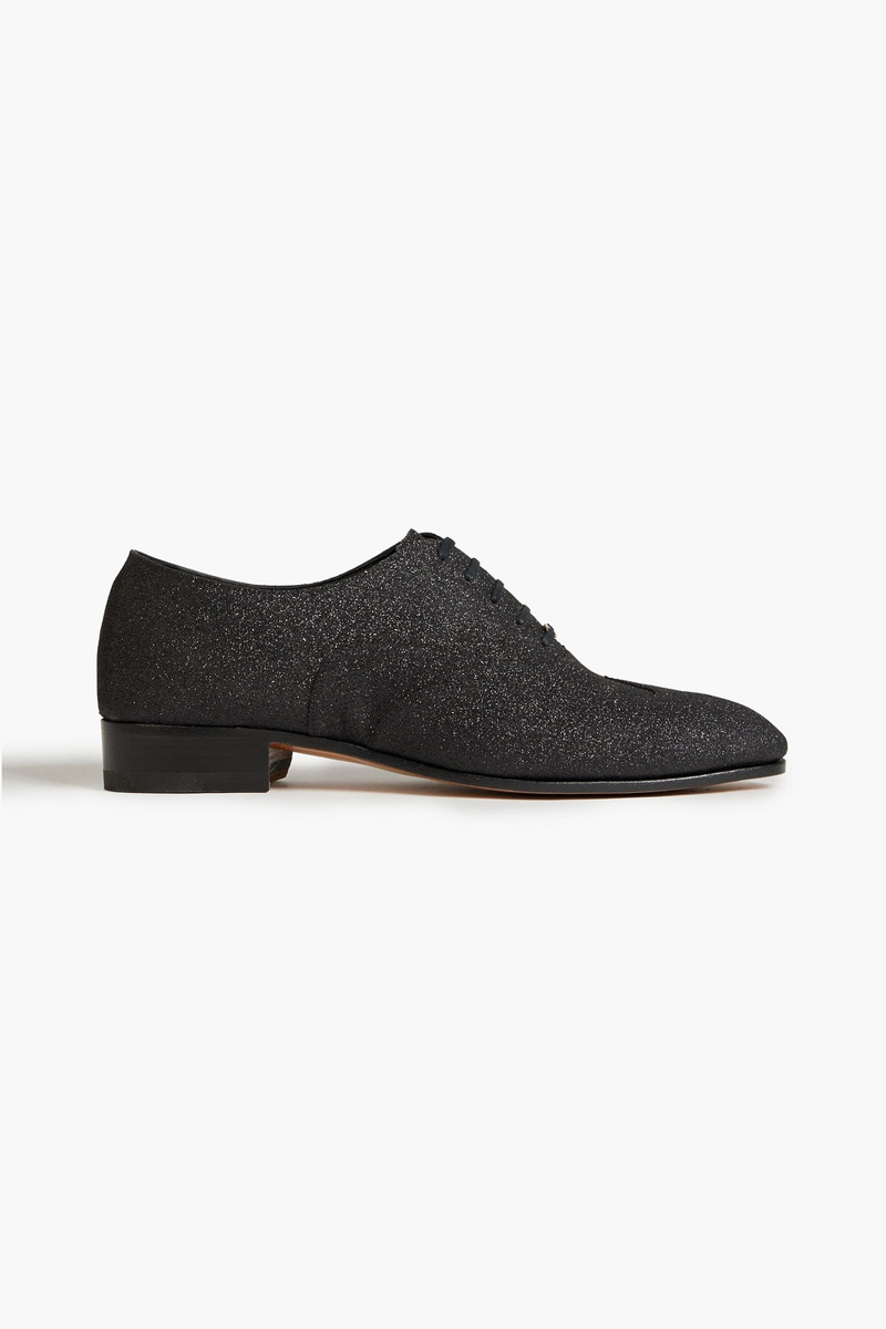 Ferragamo - Glittered suede brogues - Black - US 8.5
