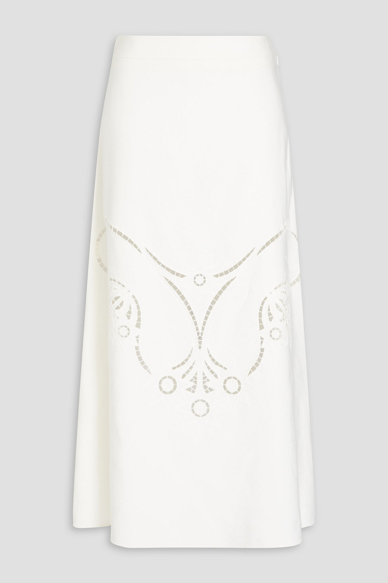 Chloé - Broderie anglaise midi skirt - White - FR 34