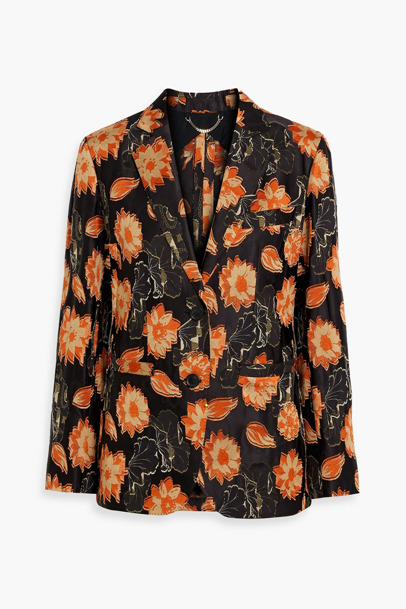 ferragamo - floral-jacquard blazer - black - it 38