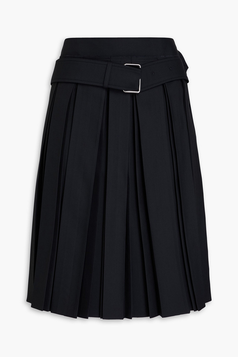 peter do - belted pleated sateen skirt - black - fr 34