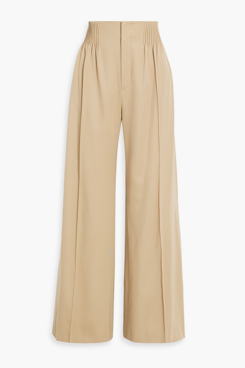chloé - pleated wool-gabardine wide-leg pants - neutral - fr 44