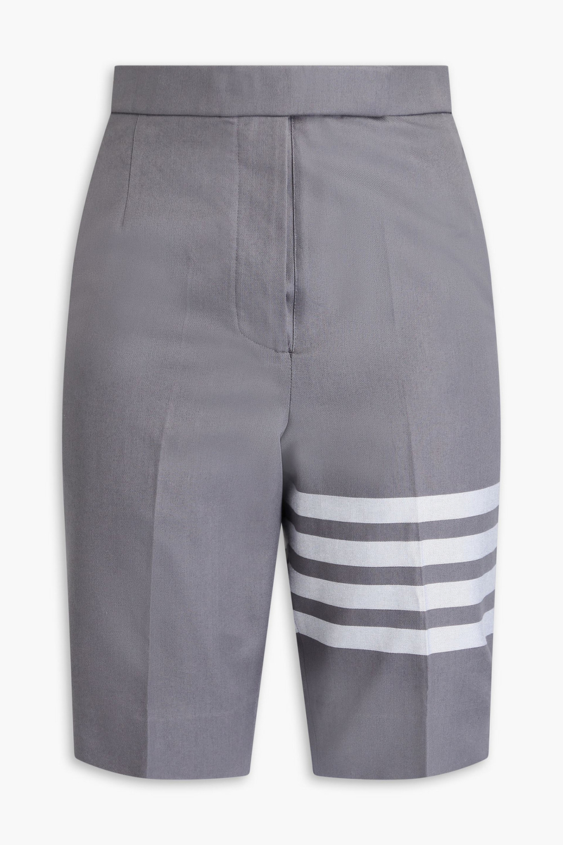thom browne - striped cotton-twill shorts - gray - it 38