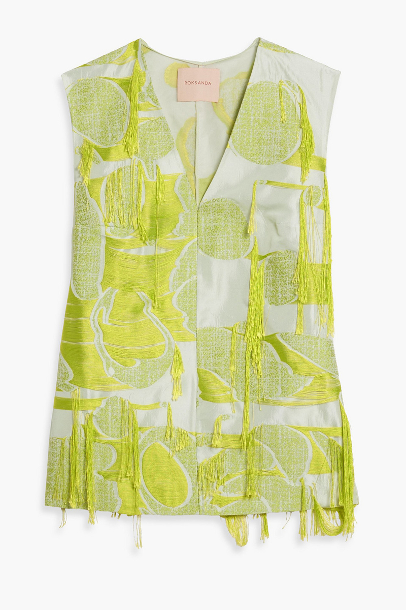 roksanda - medeia fringed jacquard top - yellow - uk 6