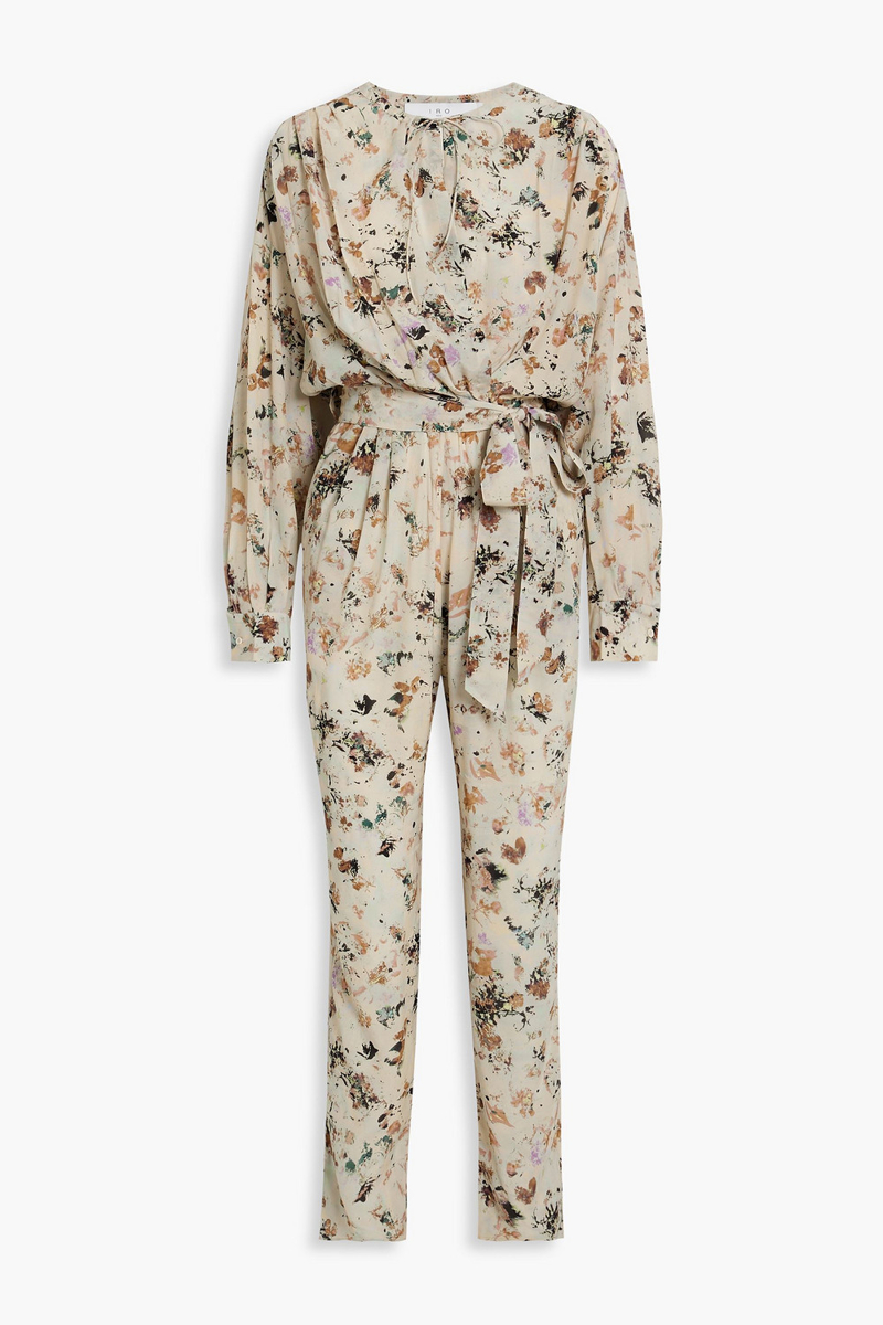 IRO - Mattai wrap-effect floral-print Lyocell and silk-blend jumpsuit - Neutral - FR 34