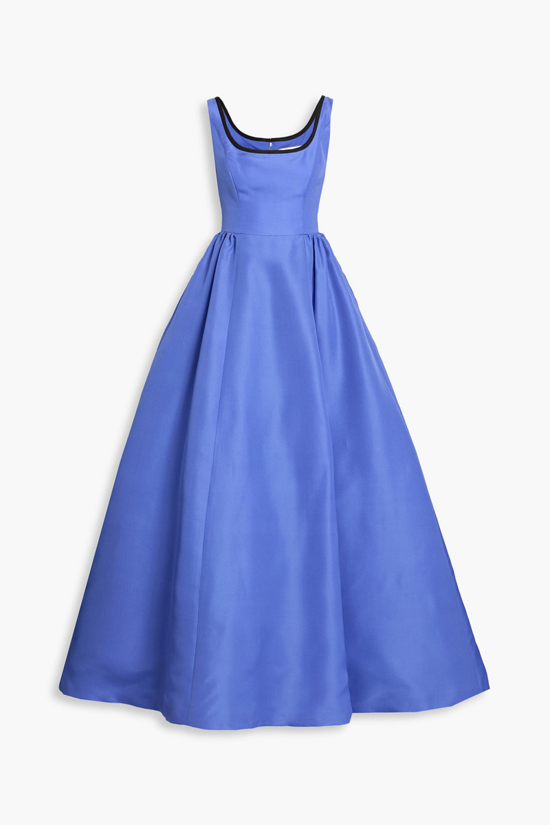 carolina herrera - pleated silk-gazar gown - blue - us 2