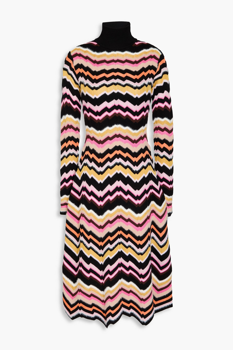 missoni - brushed crochet-knit turtleneck dress - black - it 40