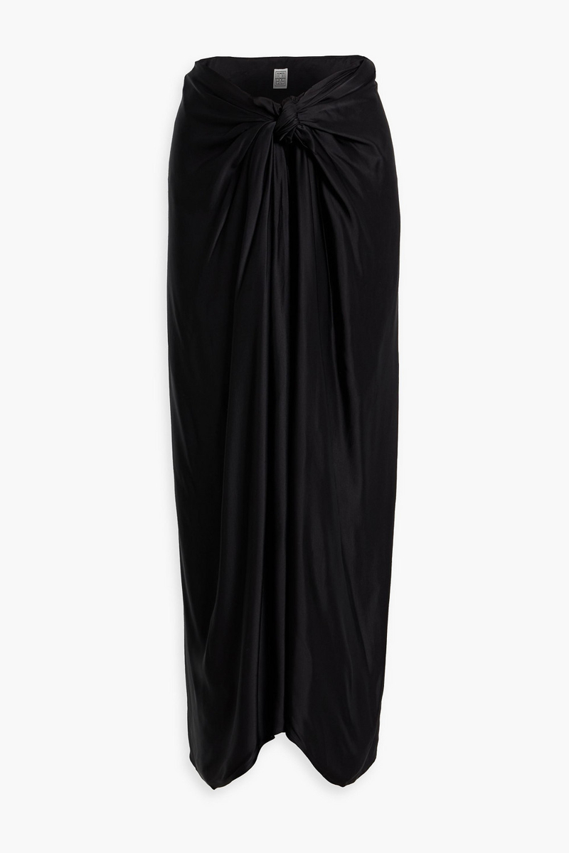toteme - knotted satin maxi skirt - black - fr 42