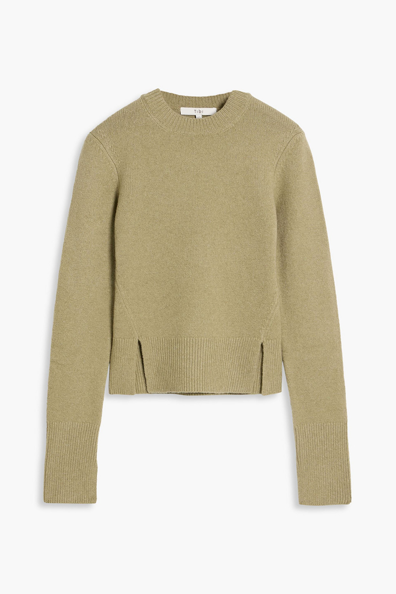 tibi - cashmere-blend sweater - green - xxs