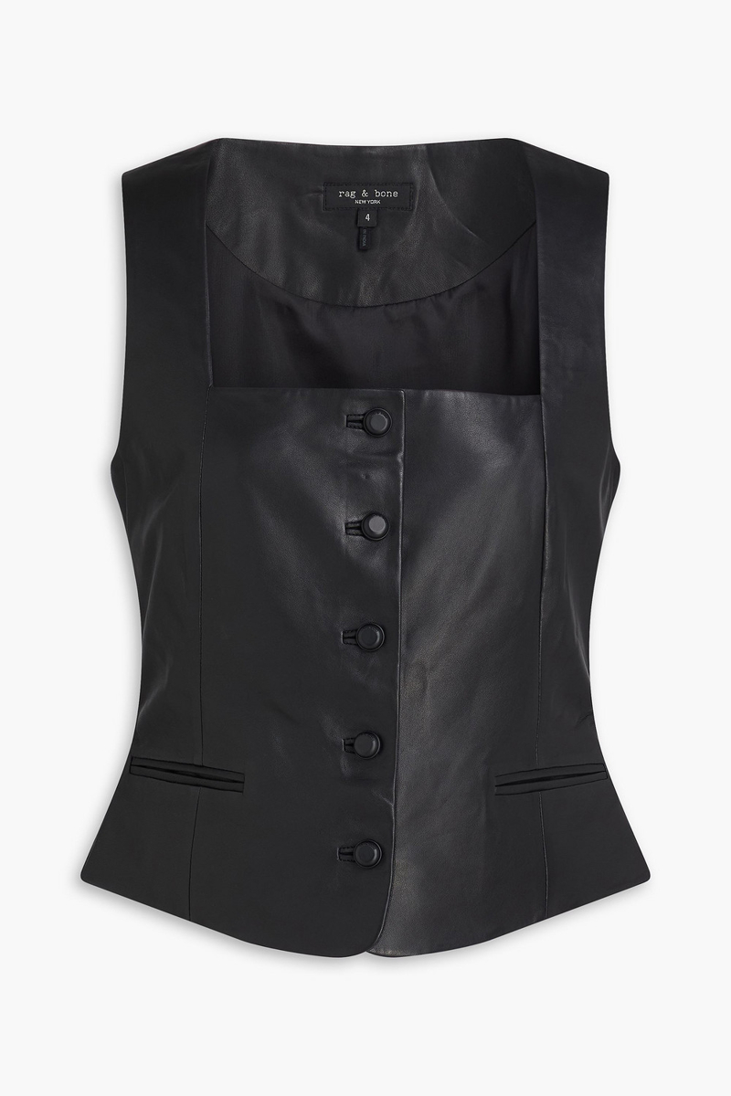 rag & bone - mariana leather vest - black - us 00