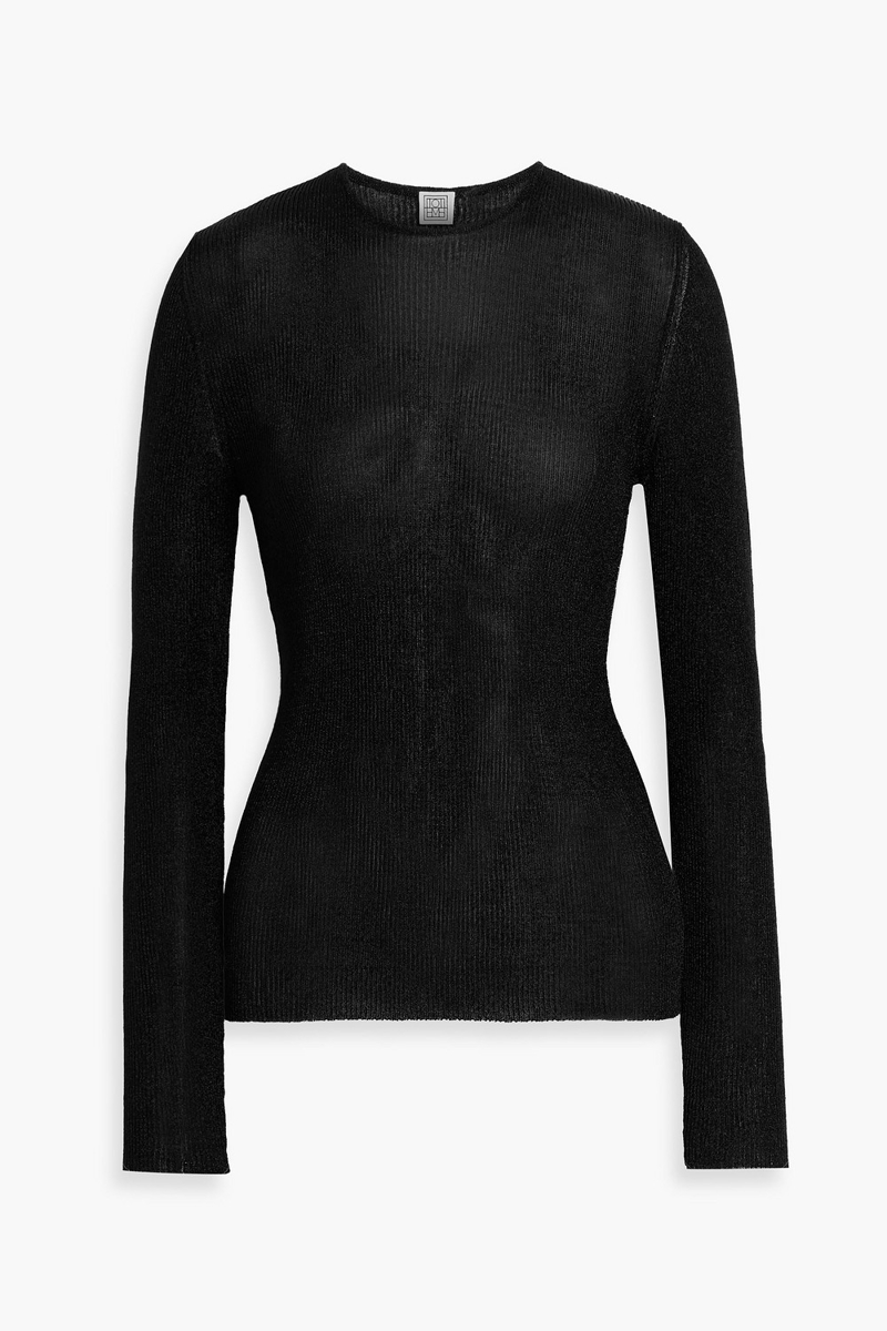 toteme - metallic cotton-blend sweater - black - l