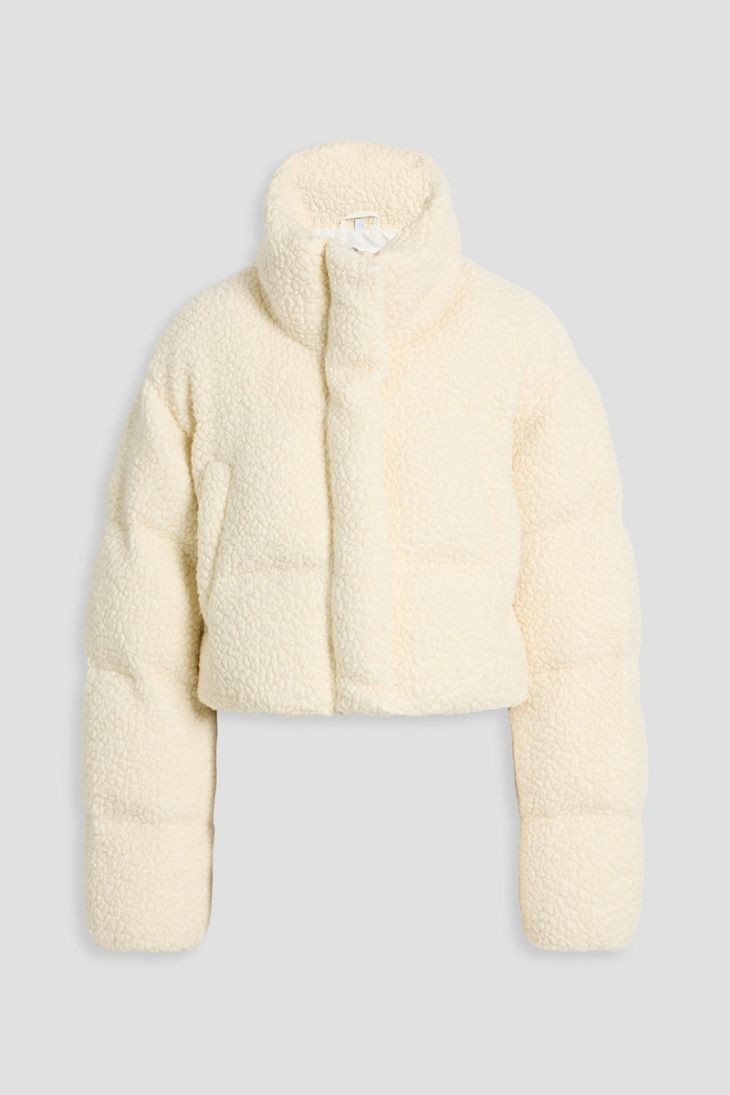 cordova - kozzy cropped quilted wool-blend fleece ski jacket - white - m