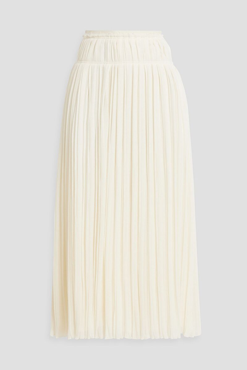 Chloé - Pleated wool-gauze midi skirt - White - FR 38