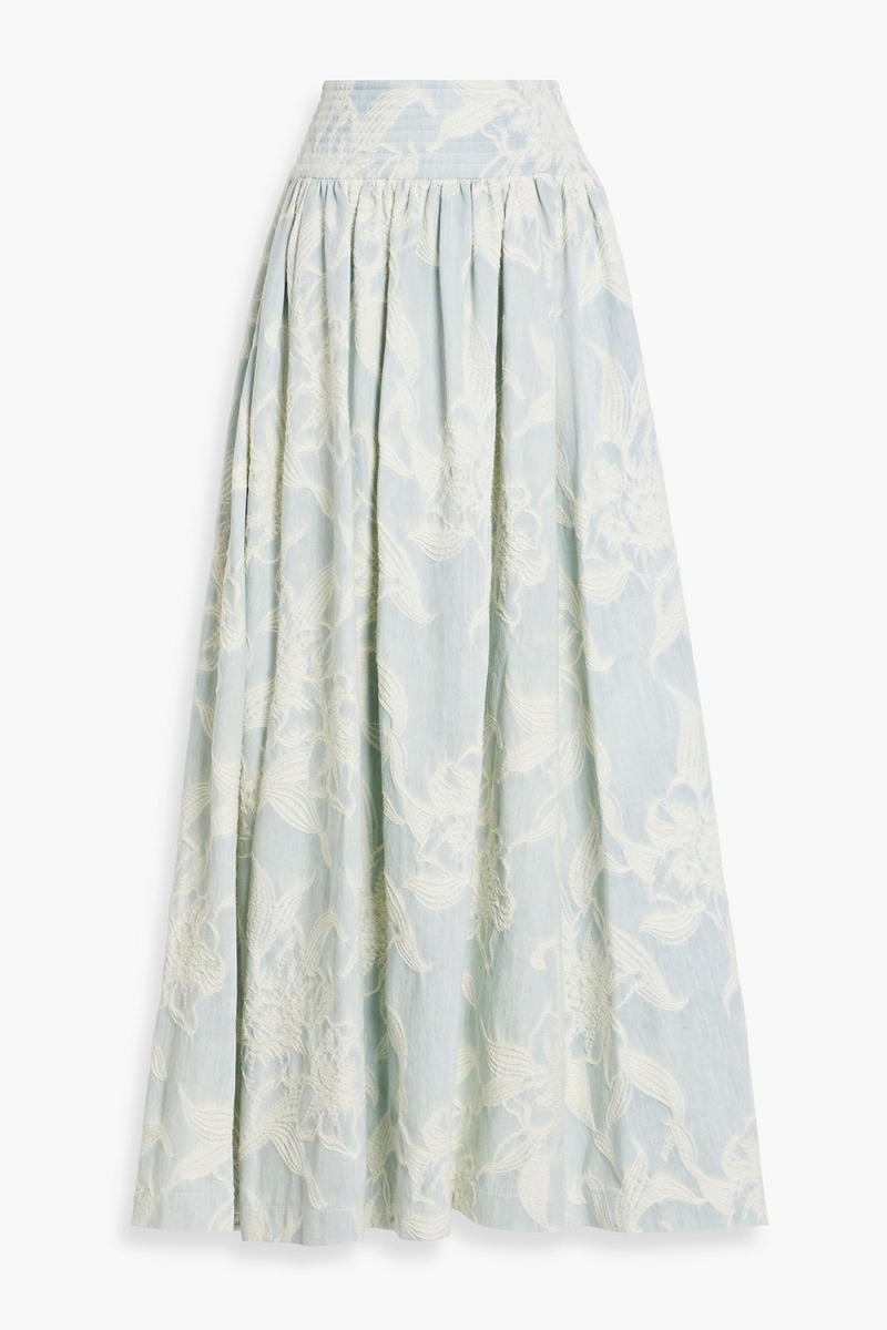 zimmermann - denim-jacquard maxi skirt - blue - 00