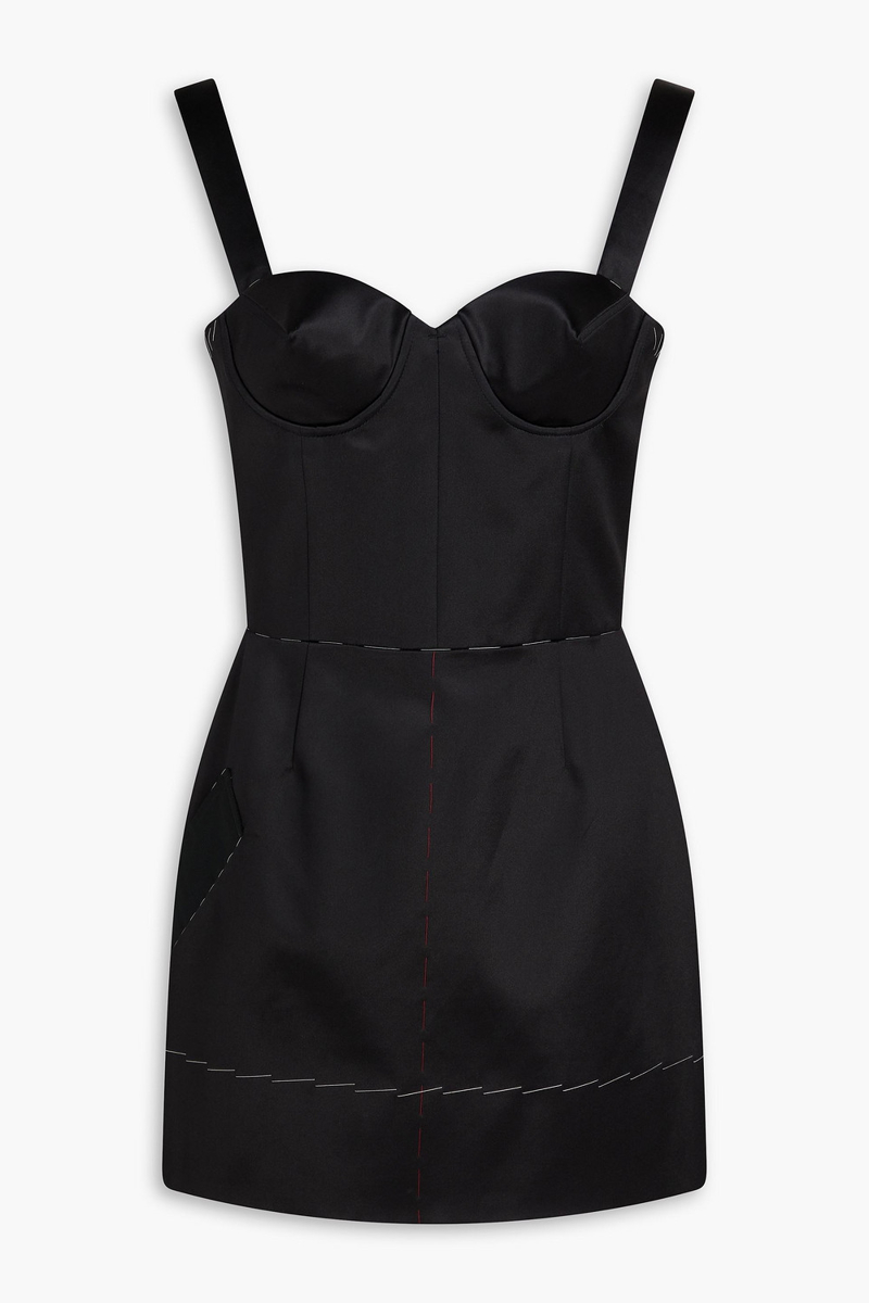 maison margiela - cotton and silk-blend satin mini dress - black - it 40