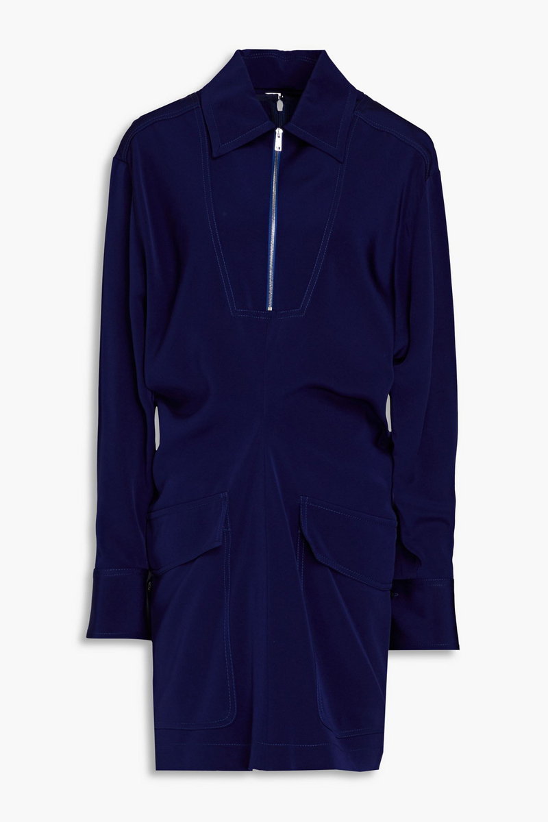 Victoria Beckham - Draped satin-crepe mini dress - Blue - UK 12