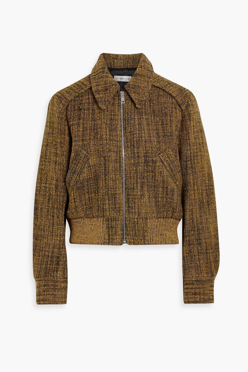 Victoria Beckham - Wool-blend bouclé-tweed jacket - Yellow - UK 6