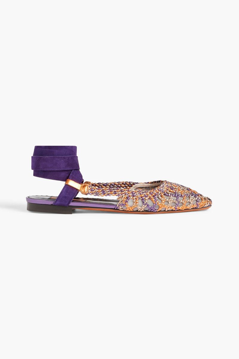Missoni - Woven metallic leather and mesh ballet flats - Purple - EU 37