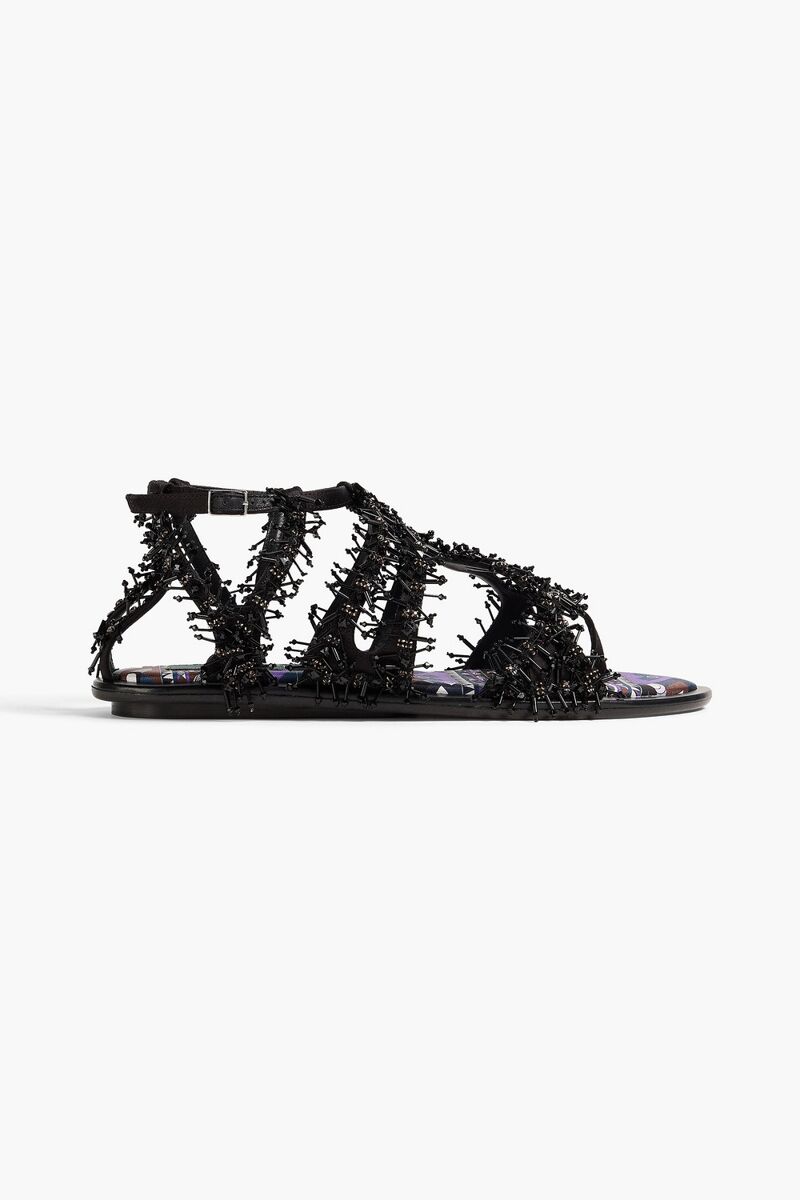Pucci - Embellished leather sandals - Black - EU 36