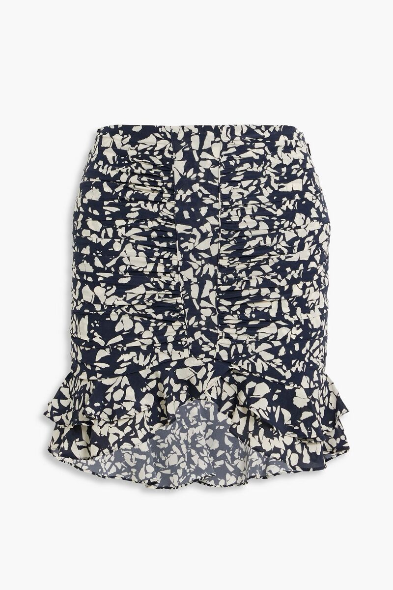 Isabel Marant - Milendi ruffled printed stretch-silk mini skirt - Black - FR 34