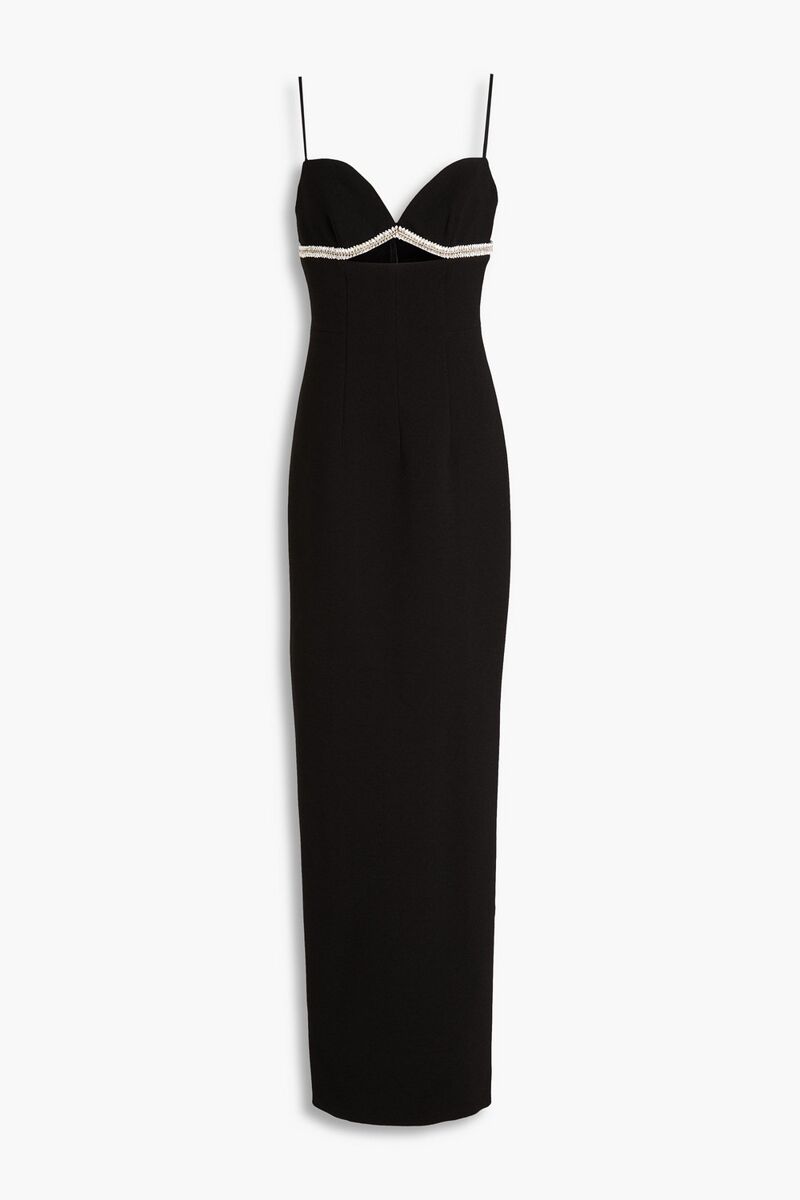 Rachel Gilbert - Kyra cutout crystal-embellished crepe gown - Black - 0