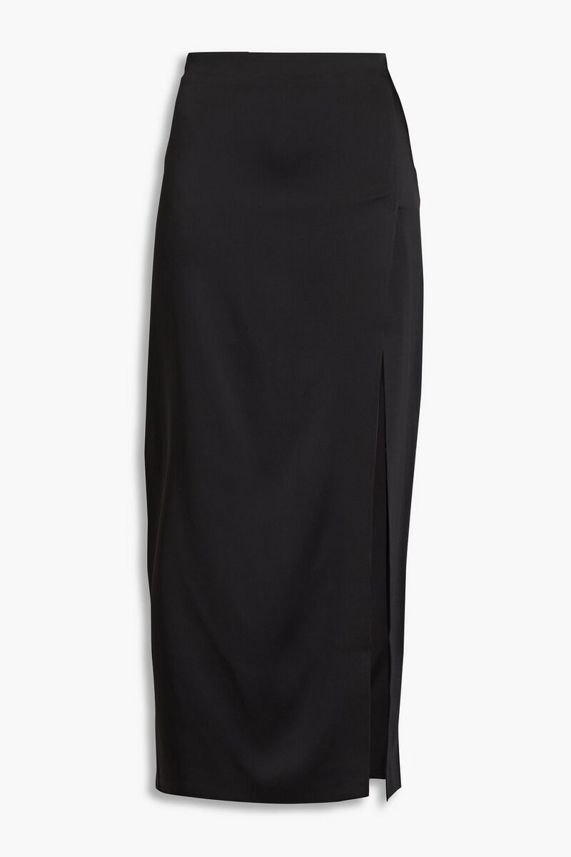 16ARLINGTON - Minerva satin midi skirt - Black - UK 12