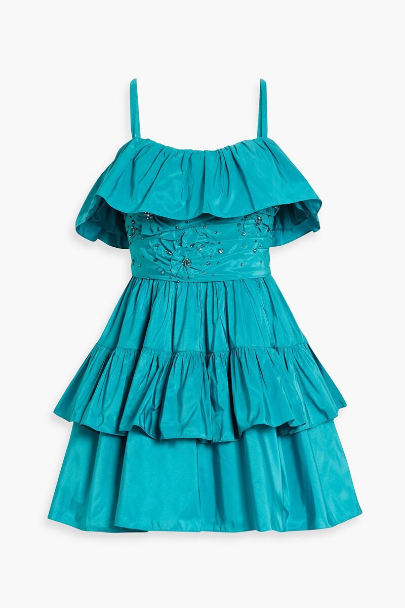 Zuhair Murad - Crystal-embellished ruffled taffeta mini dress - Blue - FR 40