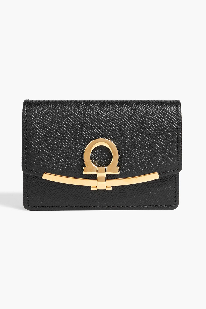 ferragamo - gancini pebbled-leather key wallet - black - onesize