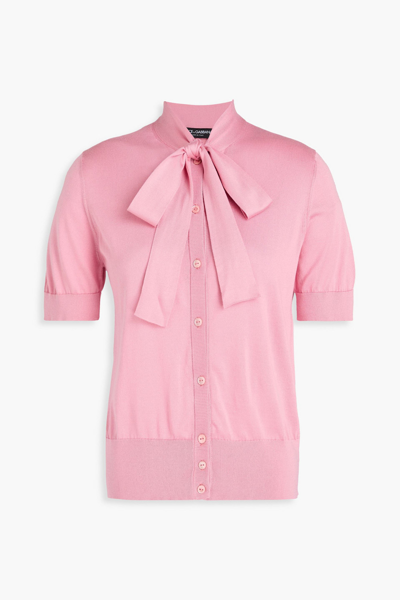 dolce&gabbana - pussy-bow silk cardigan - pink - it 46