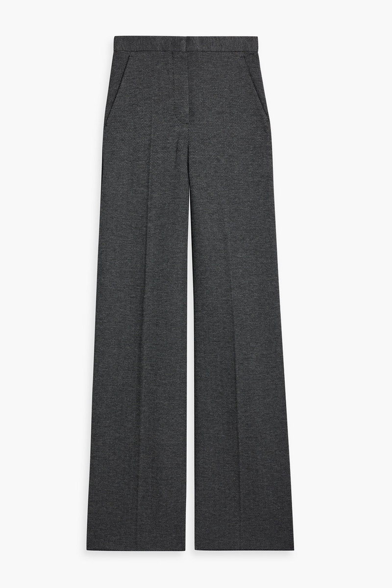 max mara - angora herringbone wool-blend wide-leg pants - gray - it 50