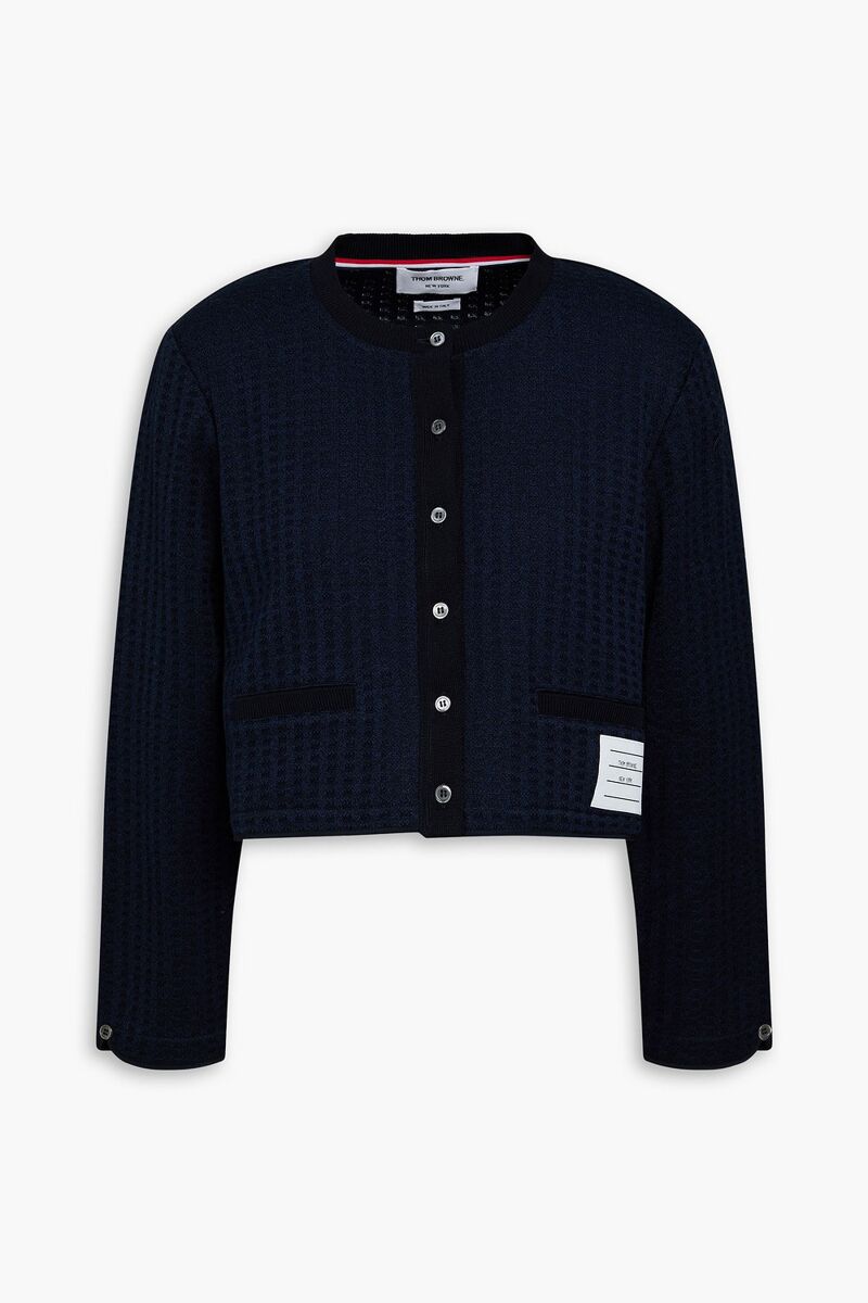 Thom Browne - Cropped cotton-jacquard cardigan - Blue - IT 42